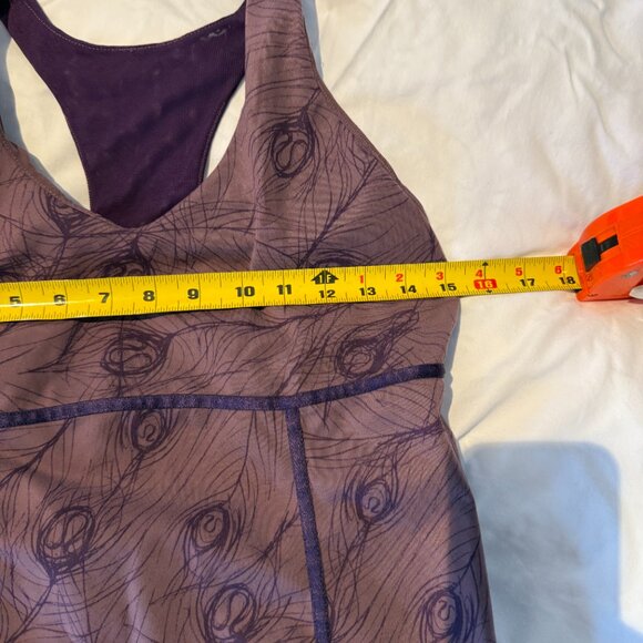 LULULEMON 10 Women's Purple Peacock Print Athletic Bra Tank No pads - Picture 4 of 10